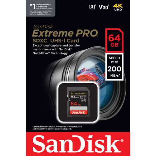 Cartão de Memoria Sandisk SDXC 64gb extreme pro 200mb/s